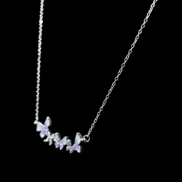 Butterfly Necklace Stainless Steel Iridescent Dainty Coquette Fairycore Jewelry - Picture 5 of 6